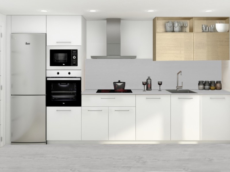 Vivienda R.T. se incluye: FrigorÃÂ­fico, fregadero, placa vitrocerÃ¡mica, lavadora, lavavajillas, columna horno microondas y campana extractora decorativa. Vivienda R.G se incluye: placa vitrocerÃÂ¡mica, horno y campana extractora.